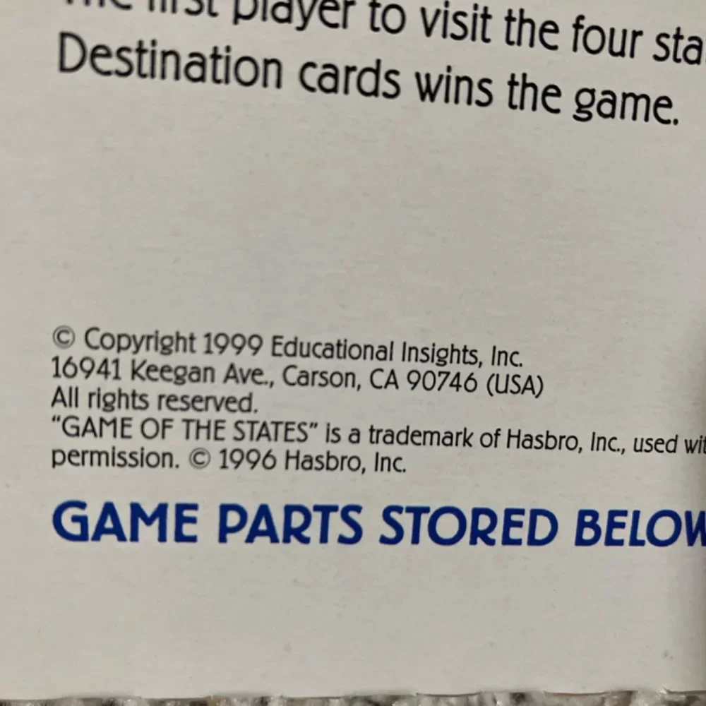 GeoSafari Game of the States by Educational Insights Complete Vintage 1991